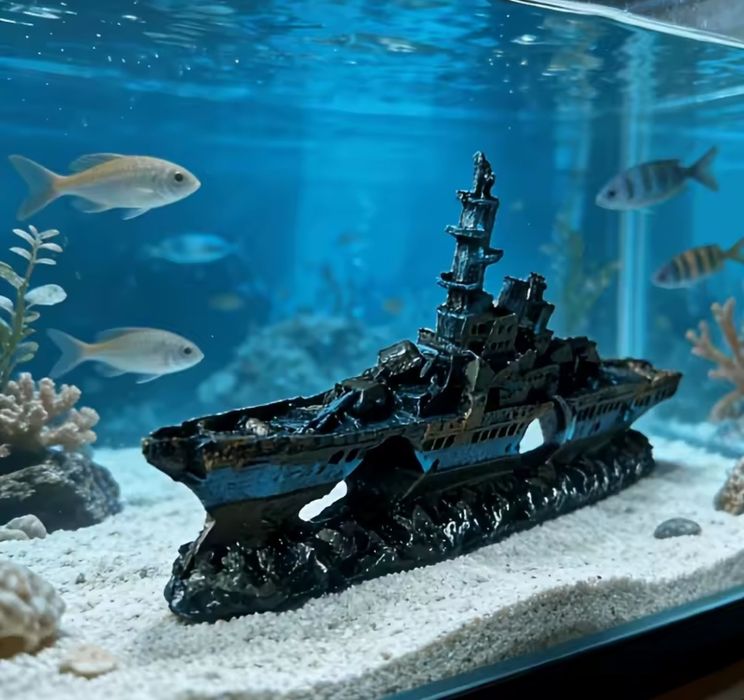 Декор для аквариума , затонувший корабль из смолы Aqua Nova 23x4,5x11см