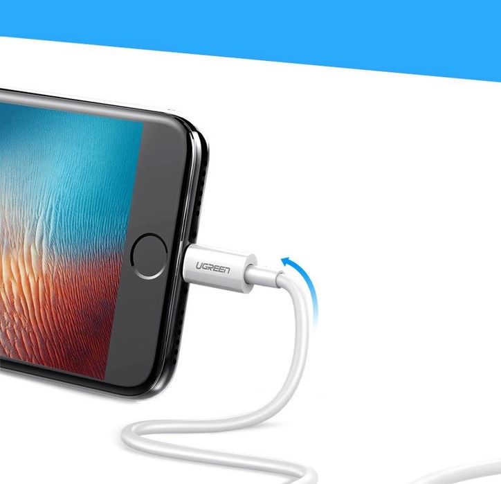 Ugreen kabel przewód USB - Lightning MFI 1m 2,4A biały