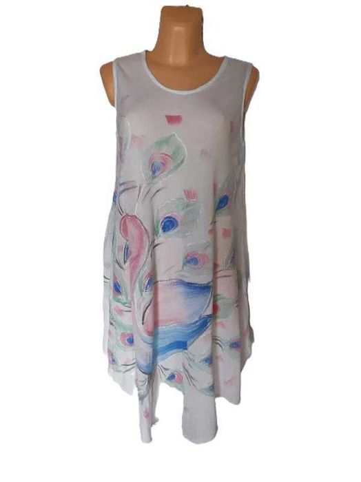 Sukienka plażowa z pawiem 100% rayon One Size S - XXL