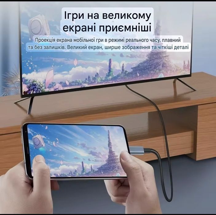 Кабель Type-C HDMI 4K 2м | USB-C → HDMI | Трансляція екрана телефона
