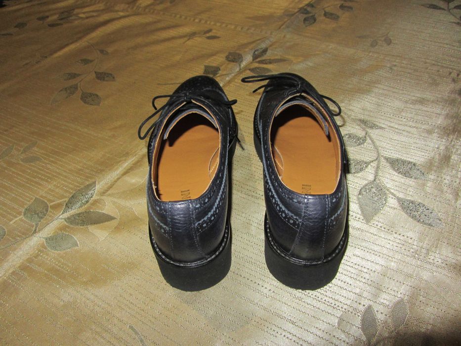 Сині шкіряні броги туфлі на платформі Pollini Італія