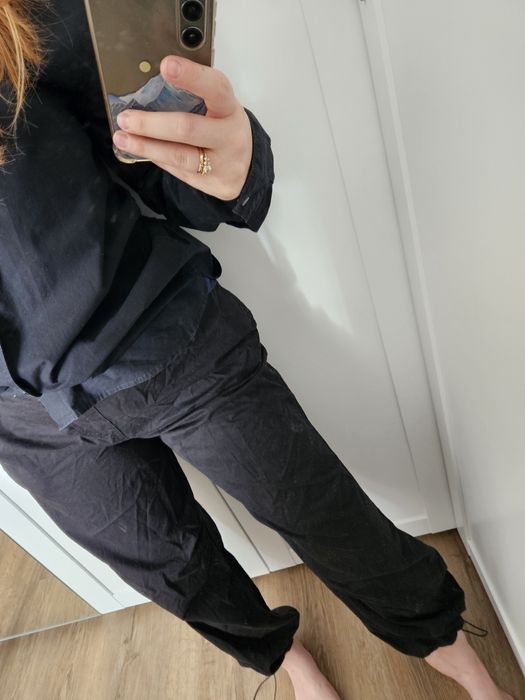 Spodnie stradivarius Parachute, S M czarne ściągacze