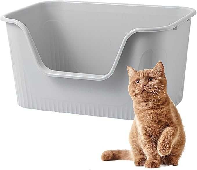 Kuweta otwarta od góry dla kota szara