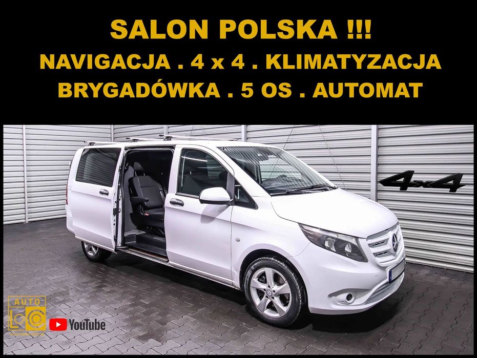 Mercedes-Benz Vito EXTRA MAXI + 5 osób + AUTOMAT +  4 x 4  + Salon POLSKA =BRUTTO VAT 23%