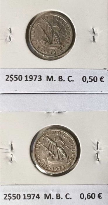14 Moedas da 2⁰ República Portuguesa de 2,50 escudos Níquel