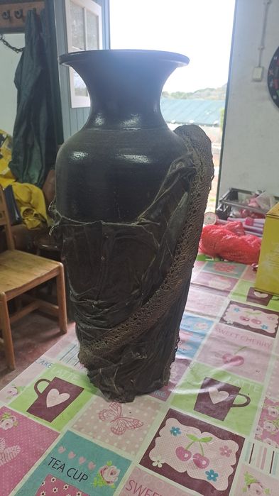 Pote decoracao com aplicação  textile