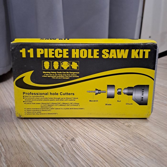 Nowy 11-częściowy zestaw otwornic do gk, drewna