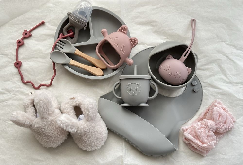 Подарунковий набір, силіконовий посуд, гризунець, тримач, повязки