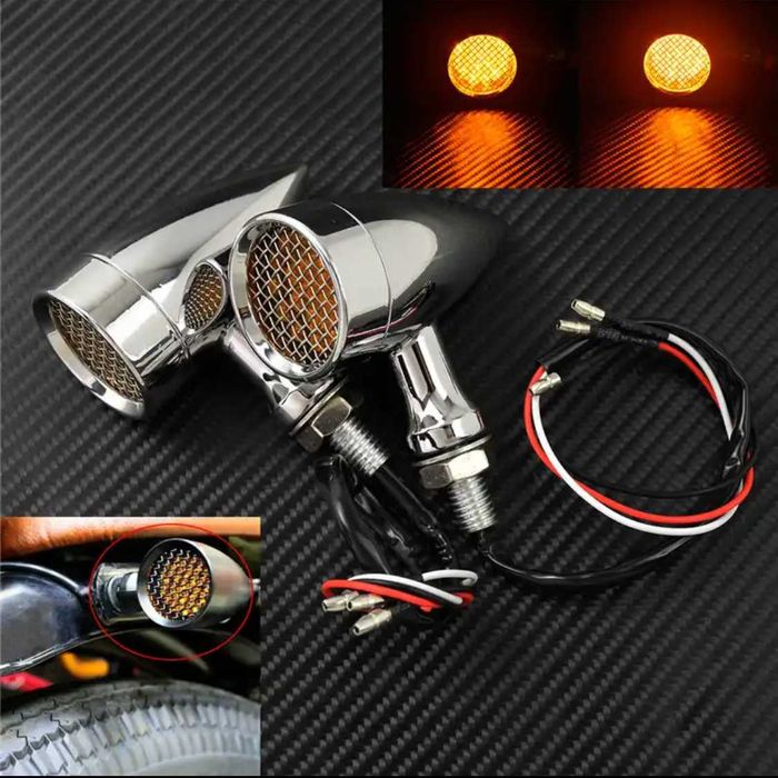 Par piscas led rede bala alumínio luz presença cafe racer chopper