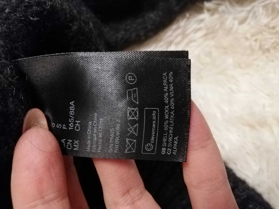 sweter wełna alpaka S 36 H&M szary krótki sweter H&M S 36
