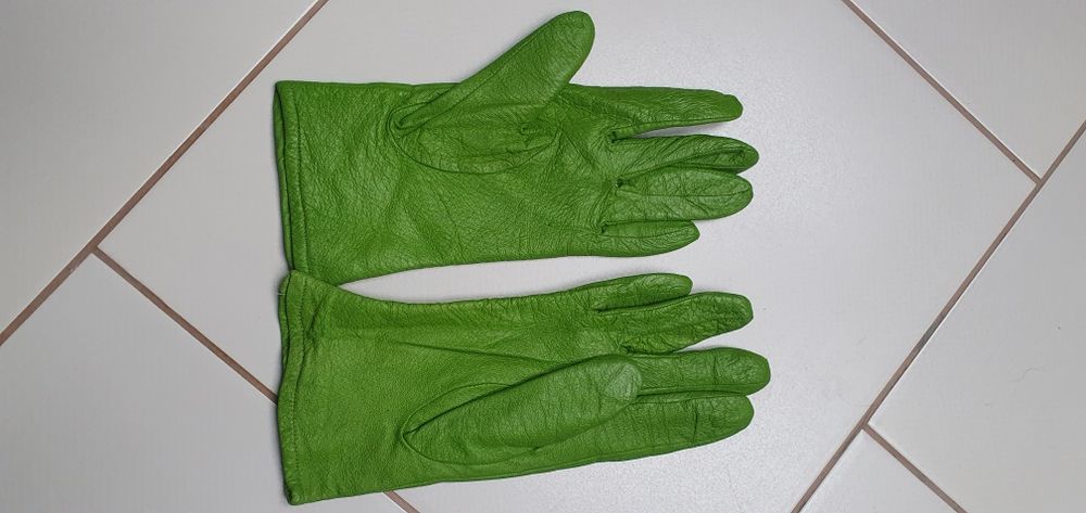 Rękawiczki skórzane damskie zielone 6,5