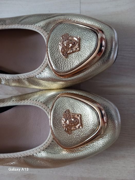 Versace meduza Złote baleriny damskie 38 skóra