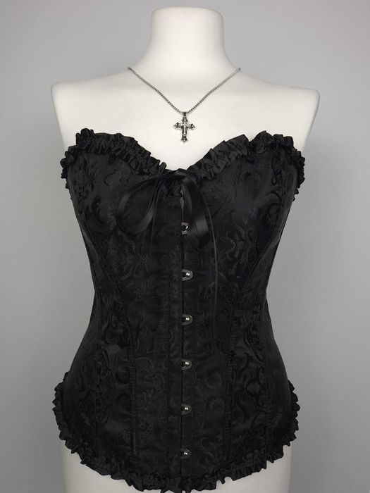 Gorset gothic czarny z fiszbinami regulowany M