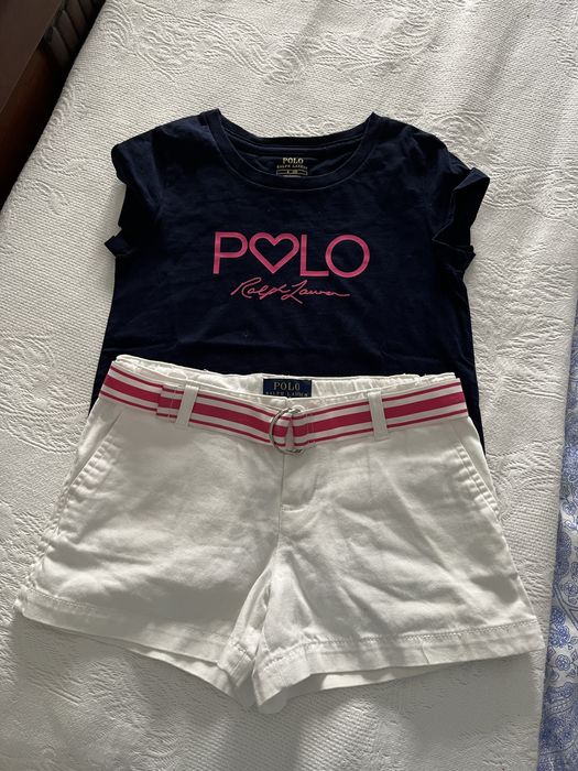 Conjunto de calção e t shirt polo ralph lauren tamanho 6 anos