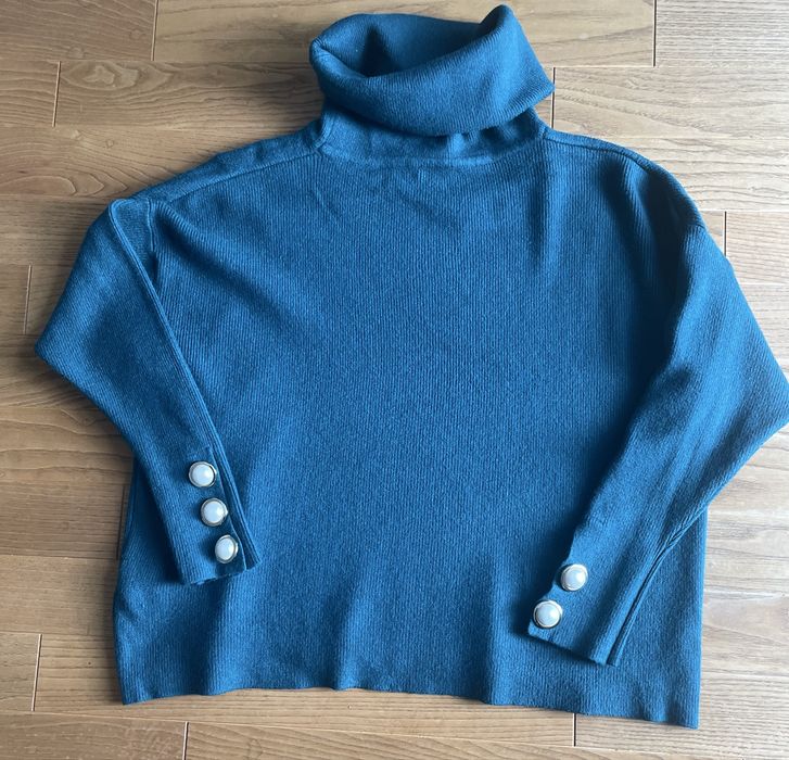 Golf damski zielony morki prążek wiskoza oversize Lamar uniwersalny