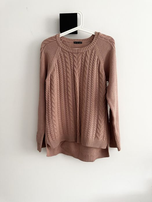 Sweter warkoczowy splot Stradivarius pudrowy róż