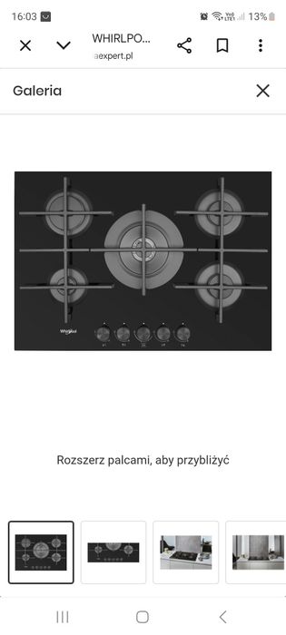 Płyta gazowa whirlpool AKWL728/NB 73  5cio. Palnikowa czarna sprawna