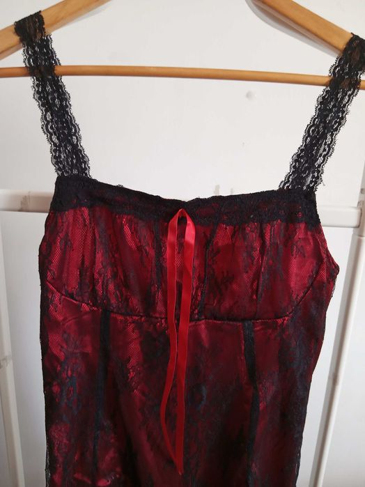 Vestido verão preto e vermelho alças tamanho 36/S