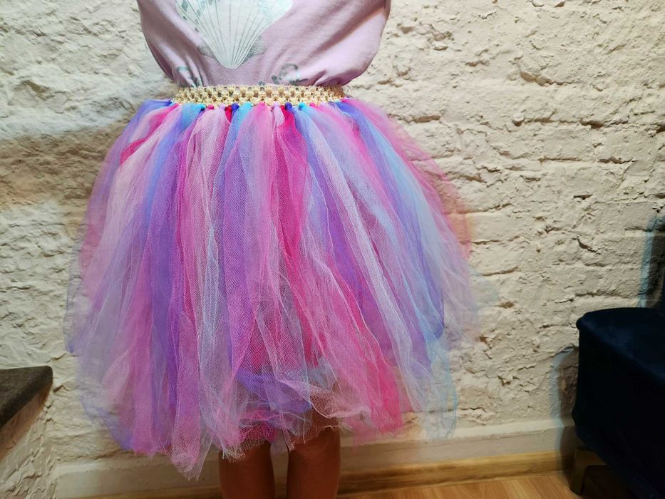 Spódnica tiulowa, tiul, ręcznie robiona  kolorowa, rozmiar 122-140
