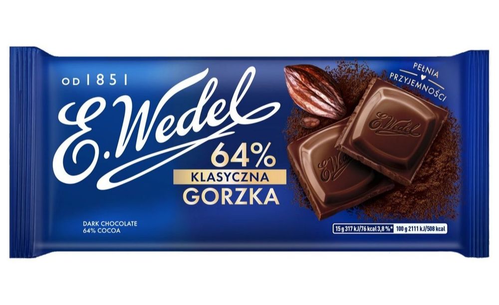 Zestaw czekolad Wedel 20x gorzka 64% kakao +czekolada  mleczna milka