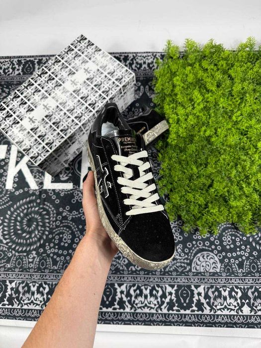 [БЕЗ ПЕРЕДПЛАТИ] Кеди Premiata Steven Black Distressed / кросівки кеды премиата 38-45 НОВІ УНИСЕКС преміата кроссовки