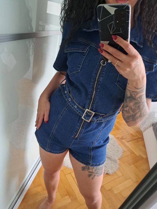 Damski kombinezon jeansowy krótki rozmiar m/l
