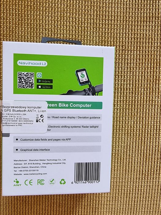 NAVIHOOD L2 LICZNIK Komputer Rowerow Nawigacja GPS BT Aplikacja ZESTAW