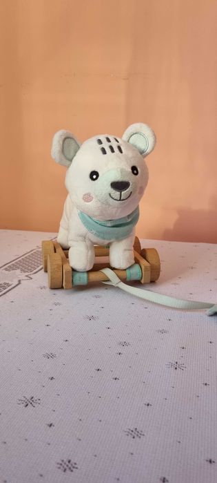 Pchacz jeździk miś drewniany