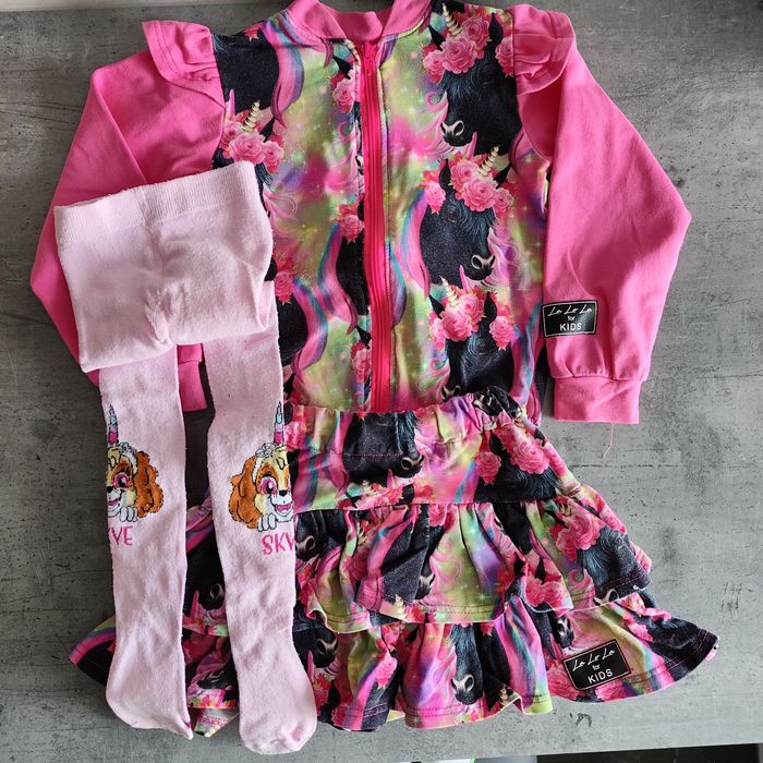 Zestaw La LoLa, bluza rozpinana/bomberka + spódniczka  Jednorożec