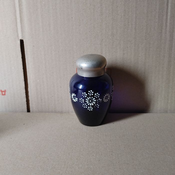 Чайница кобальтовое стекло полный комплект высота 10,5 см