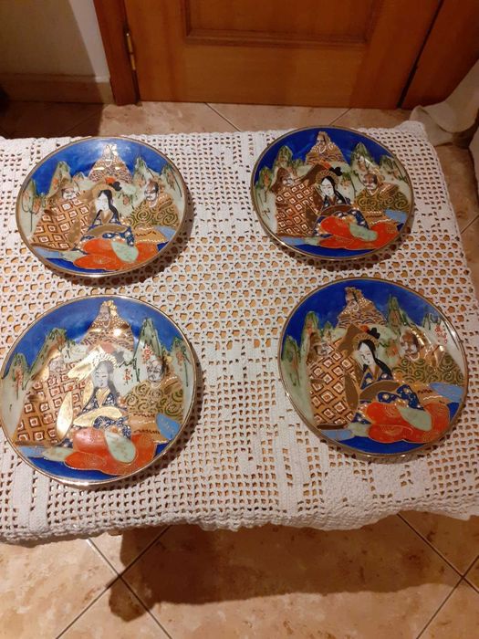 Chinese porcelain plates with relief