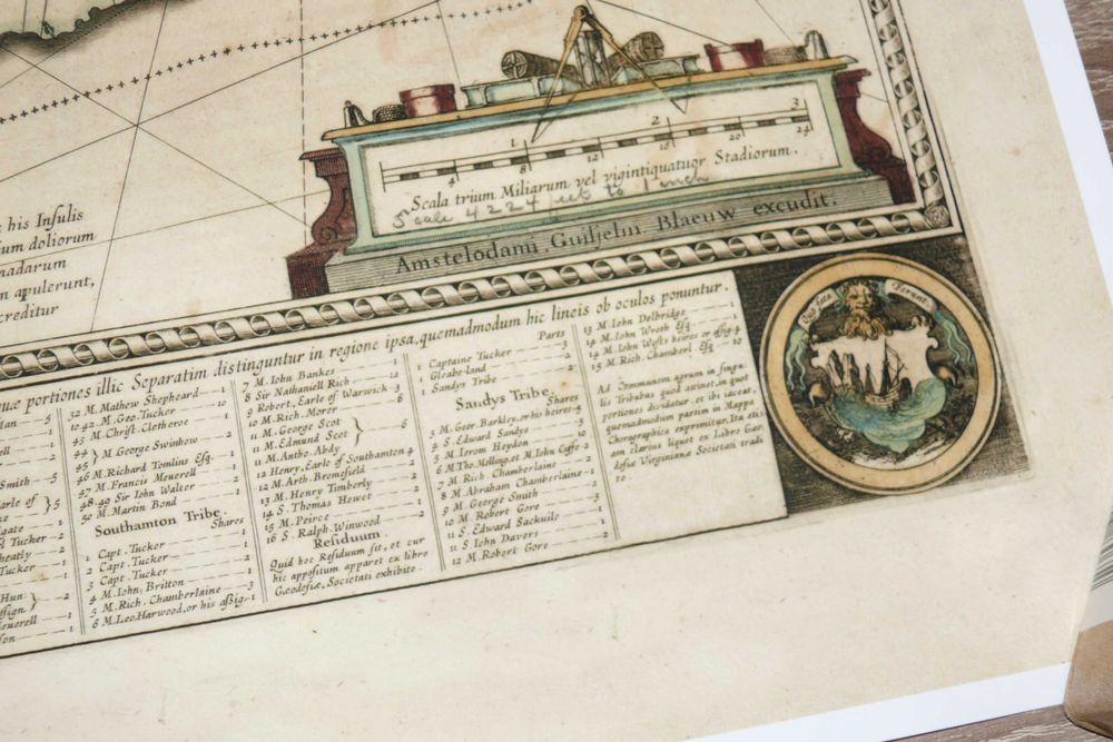 Reprodução impressa de Mapa Histórico Bermudas - Ano 1671