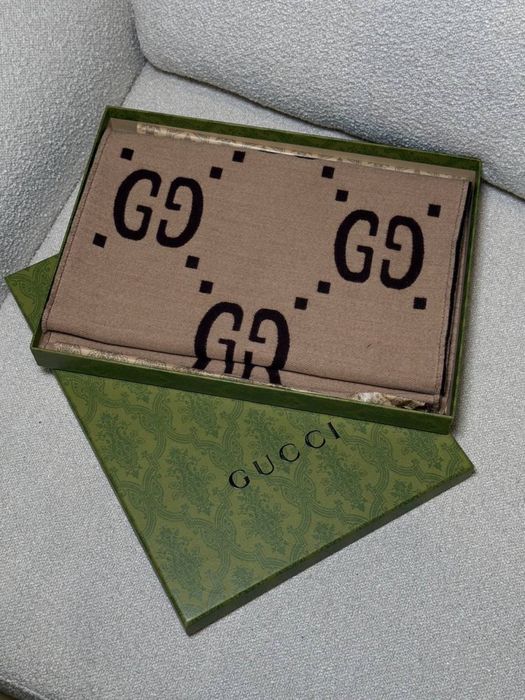 Шарф коричневий Gucci! Двосторонній! В брендовій упаковці!