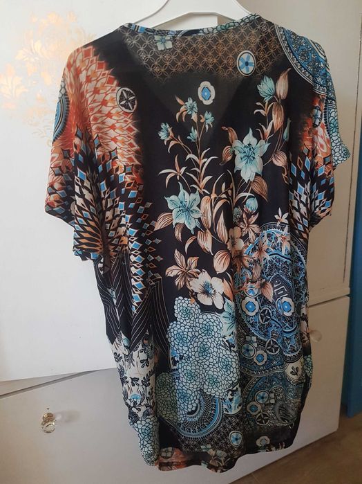Bluzka damska tunika w kwiaty L