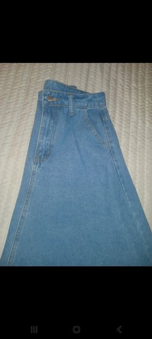 Saia comprida de ganga da shein