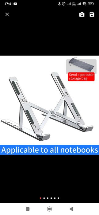 Podstawka pod laptopa Aluminium regulowana do max 15.6 laptop