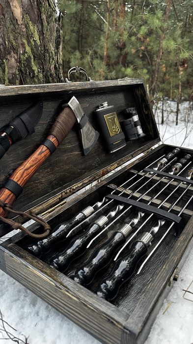 Набор шампуров в деревянном кейсе Лучший подарок вашему мужчине