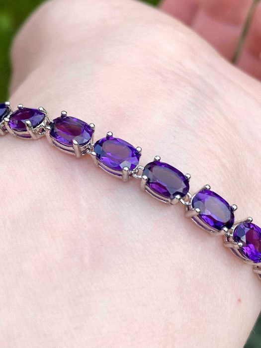 Srebrna bransoletka z naturalnym Ametystem!!!