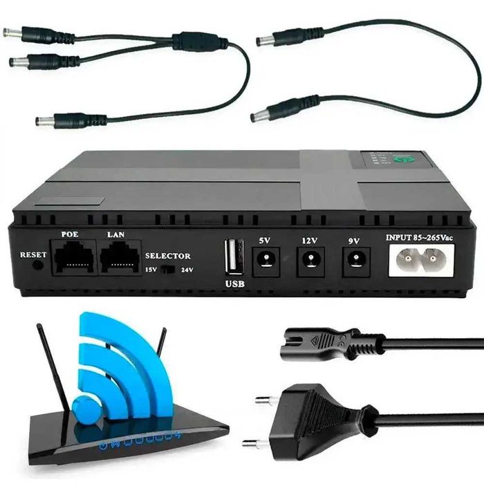 Бесперебойник для роутера UPS УПС 10400mah 5,9,12v