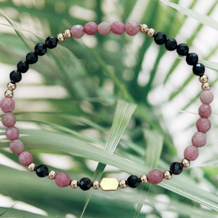 Bransoletka kamienie naturalne turmalin rodonit hematyt