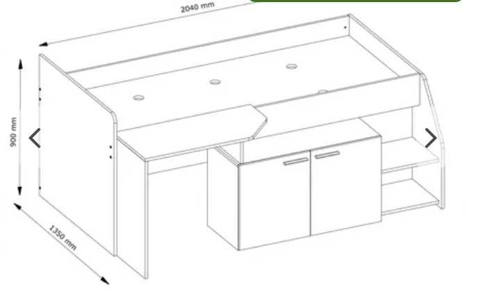 Łóżko młodzieżowe z biurkiem i szafką