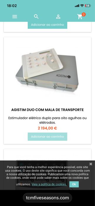 Estimulador elétrico duplo para oito agulhas ou elétrodos.Agistin Duo