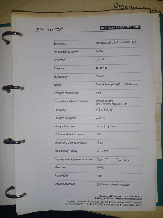 Prasa pneumohydrauliczna  TOX Pressotechnik