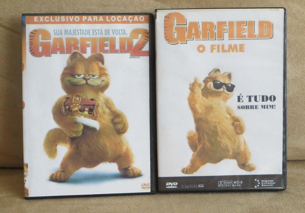 Personagens O Gato e o Rato Garfield, em cerâmica + 2 DVD Garfield