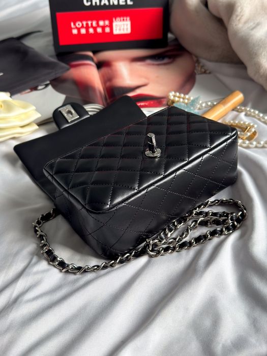 Жіноча Сумка Chanel Classic 1.55 Small Single Flap in Black/Silver