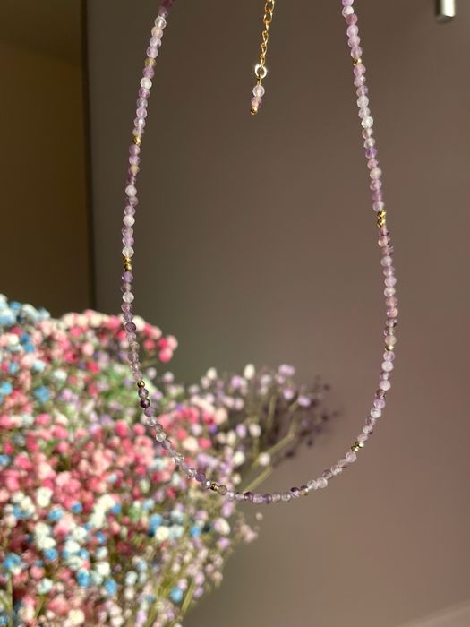 Ametyst naszyjnik choker z minerałów handmade boho talizman prezent