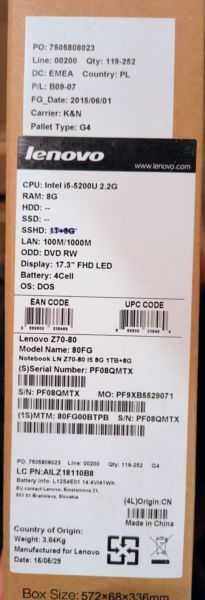 Laptop Lenovo Z70-80 80FG