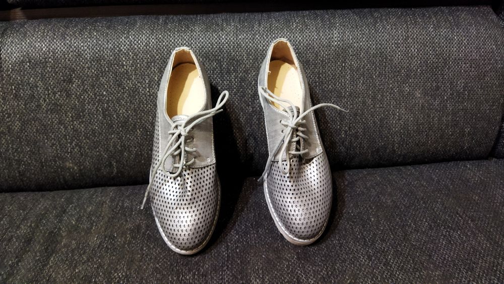 Buty półbuty srebrne damskie rozmiar 38