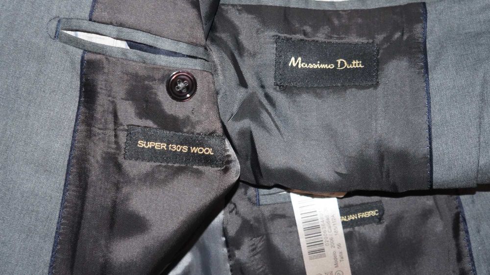 Marynarka Massimo Dutti 100% Wełna Szary Grafit Rozmiar 56 (185/112)