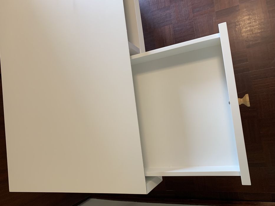 White desk - with drawer and storage - in excellent condition64285715271553123